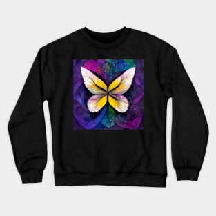 butterfly,  purple, pink, black, blue, green, yellow, gold, silver, white, rose, freesia Crewneck Sweatshirt